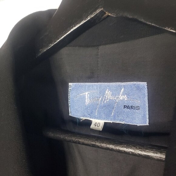 Vintage Thierry Mugler Paris Double Breasted Black Blazer - Picture 5 of 6